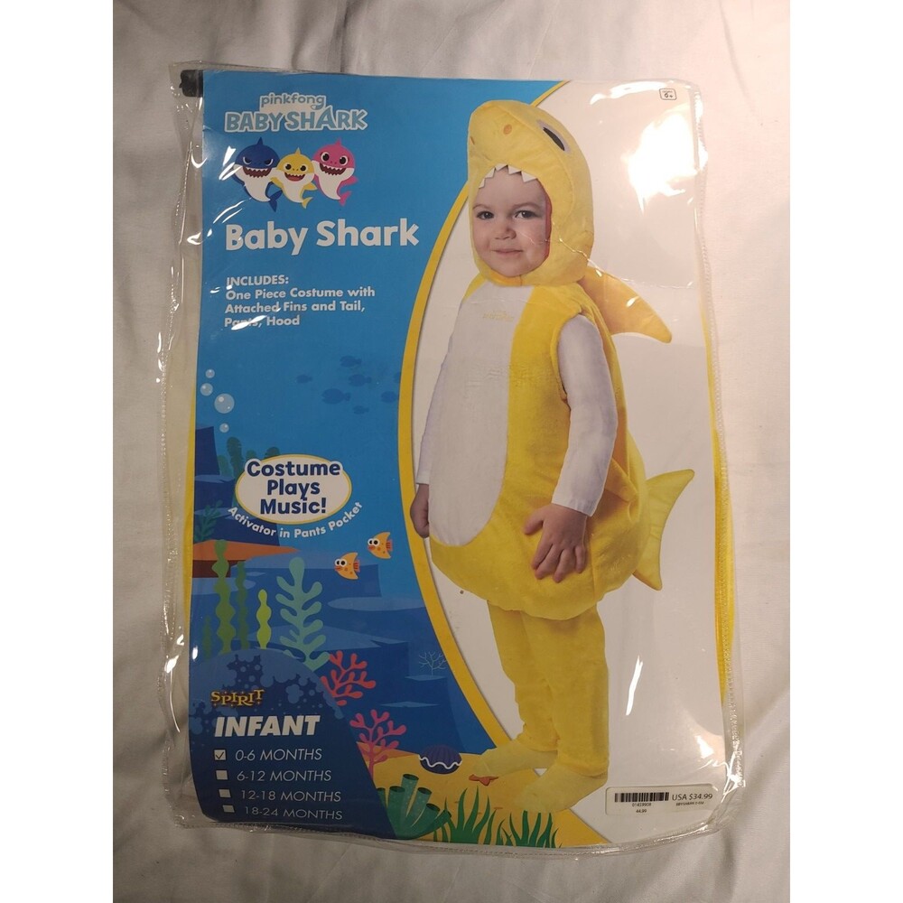 Pinkfong Baby Shark Yellow Costume Infant 0-6 Months with Sound